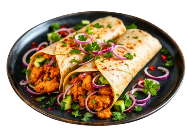 Plate of shawarma wraps