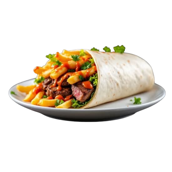 Steak loaded fries wrap